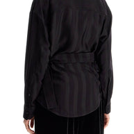 Golden Goose Wrap Shirt In Night Stripe Viscose