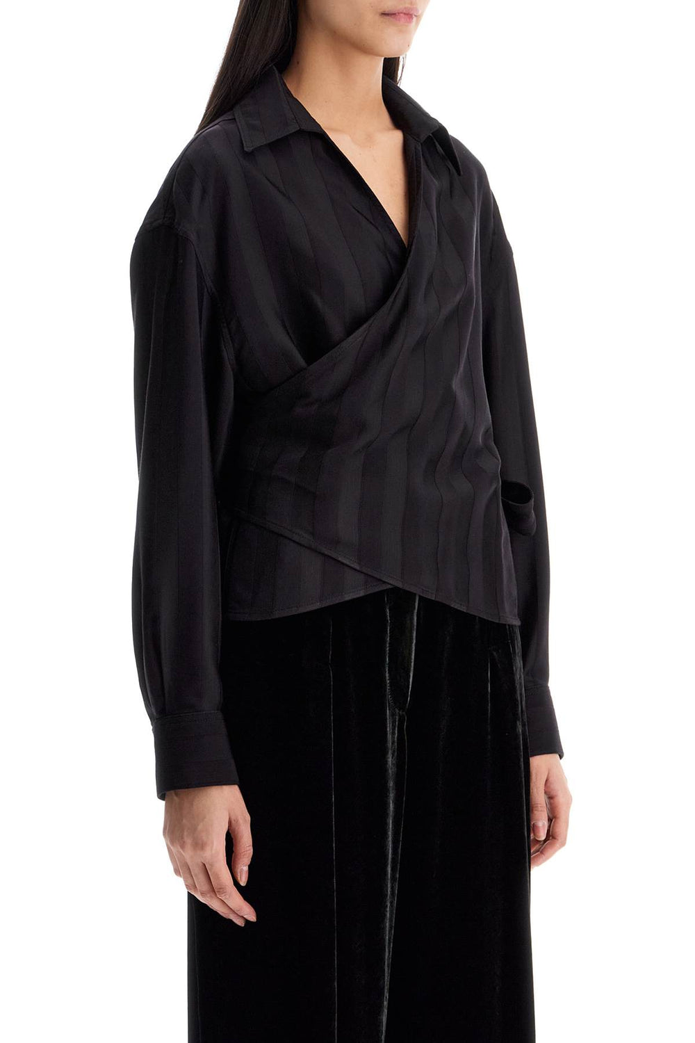 Golden Goose Wrap Shirt In Night Stripe Viscose