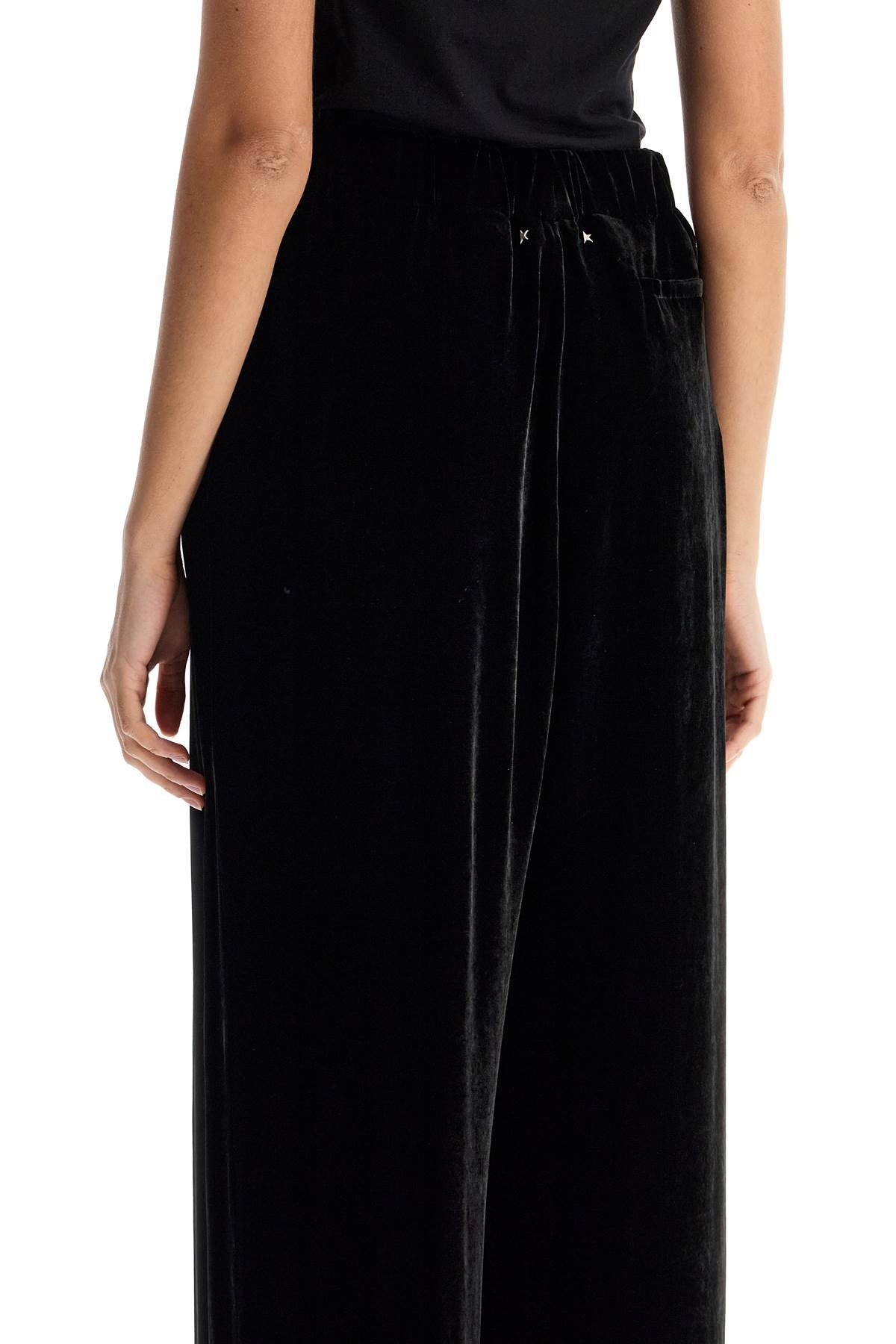 Golden Goose High-Waisted Wide-Leg Black Velvet Pants