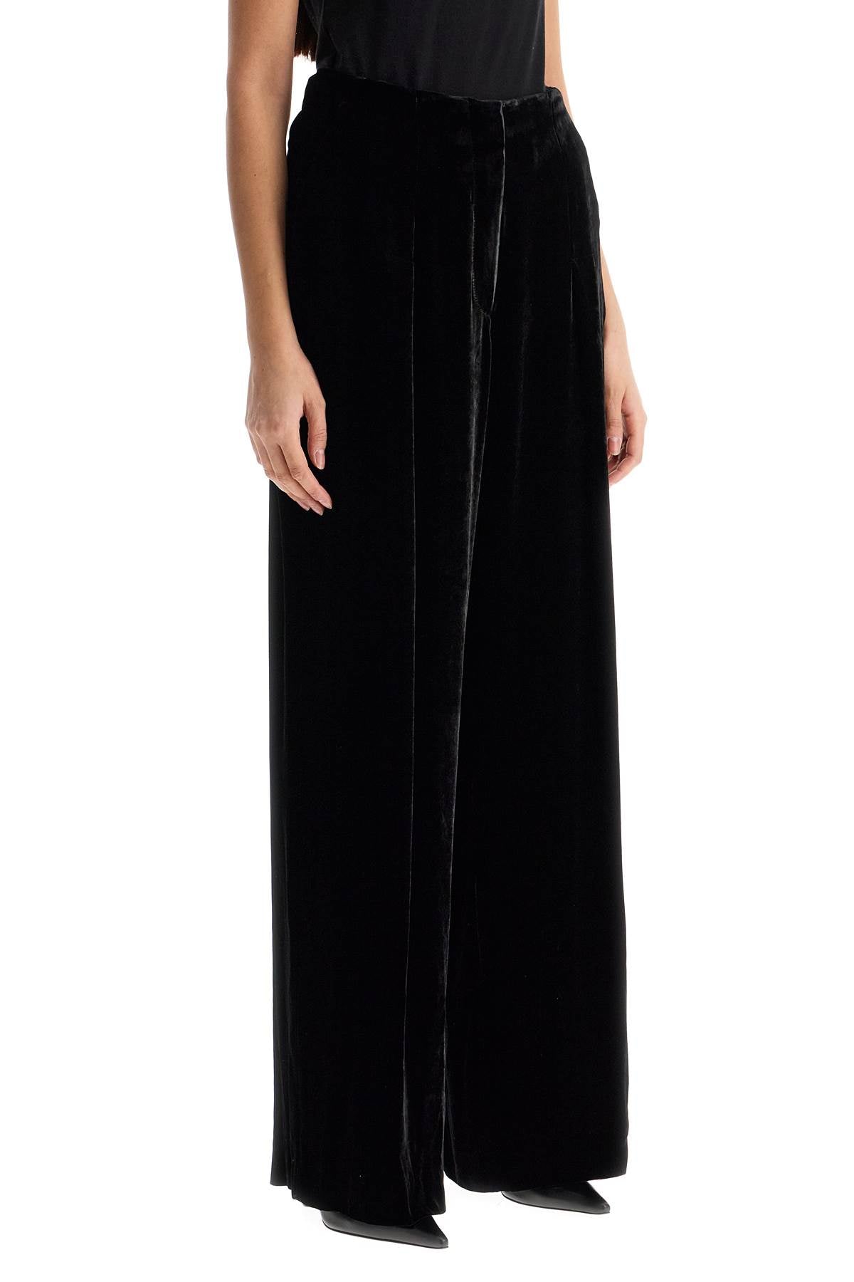 Golden Goose High-Waisted Wide-Leg Black Velvet Pants