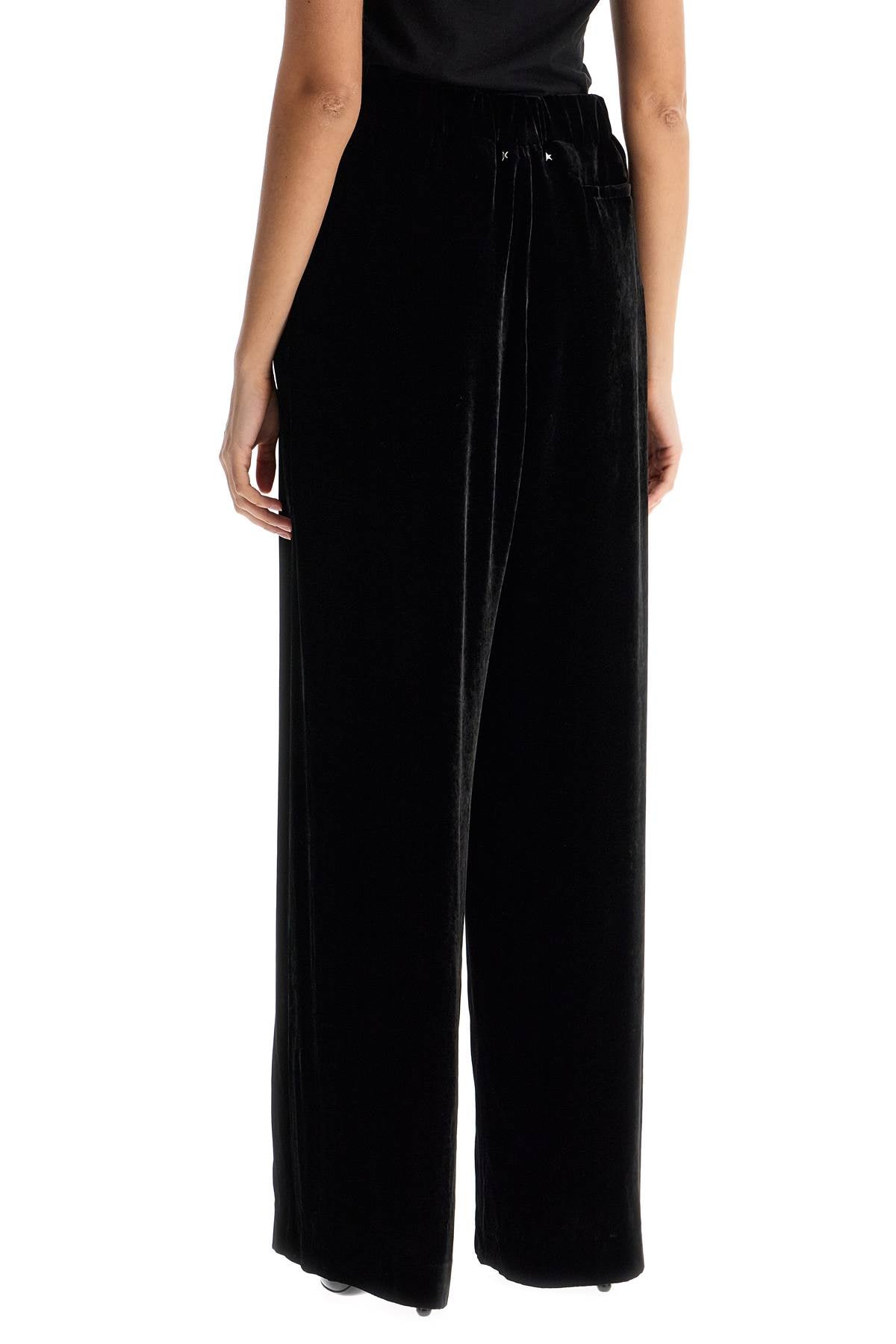 Golden Goose High-Waisted Wide-Leg Black Velvet Pants