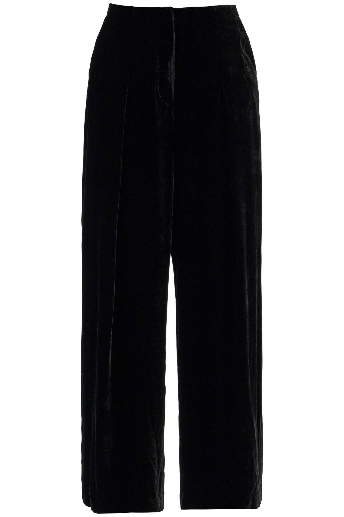 Golden Goose High-Waisted Wide-Leg Black Velvet Pants