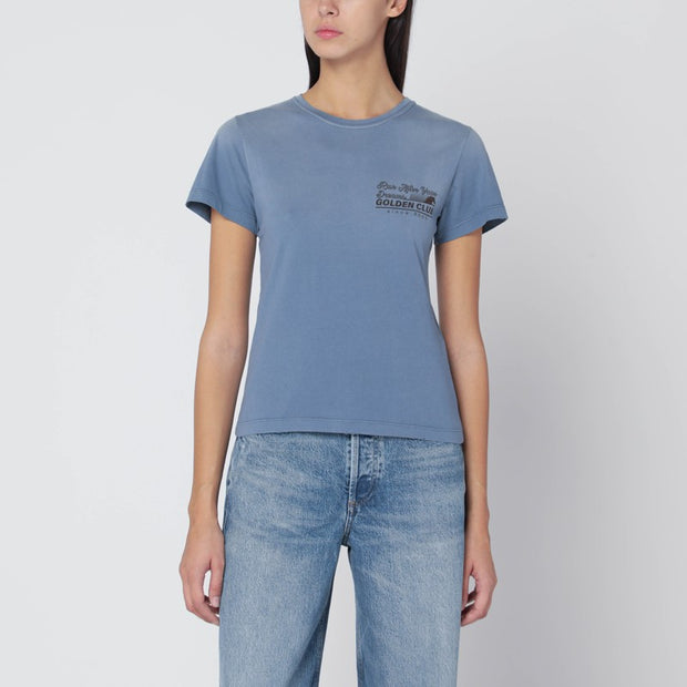 Golden Goose Faded Blue T-shirt With Print On The Chest