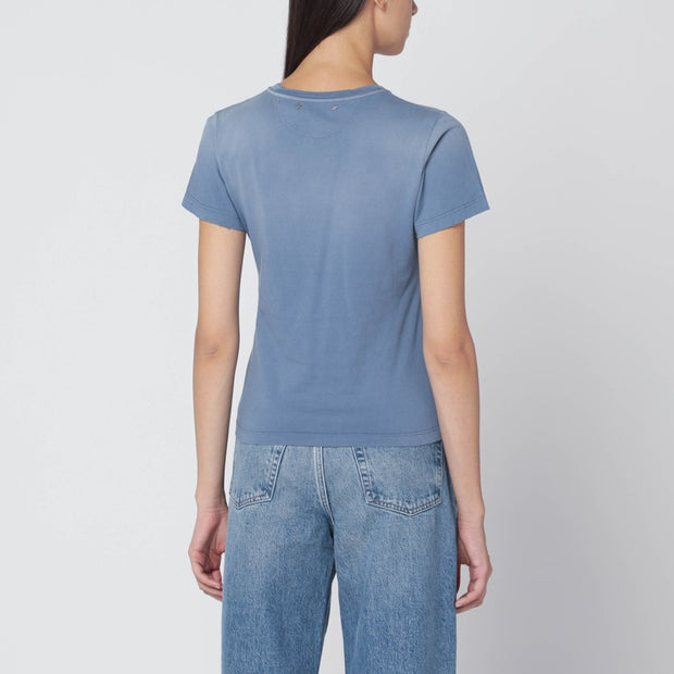 Golden Goose Faded Blue T-shirt With Print On The Chest