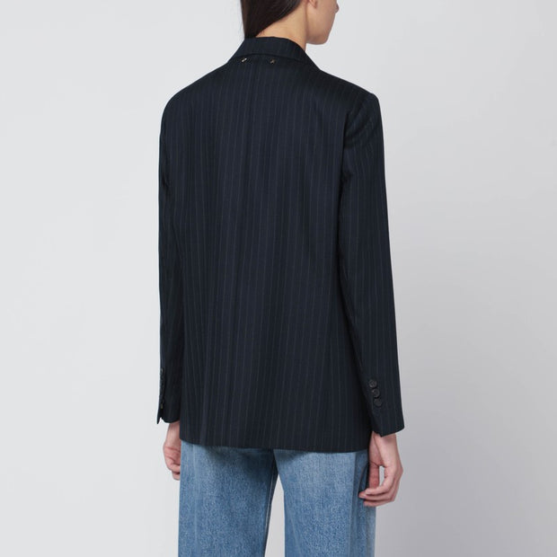 Golden Goose Blue Pinstriped Single-breasted Blazer In Wool