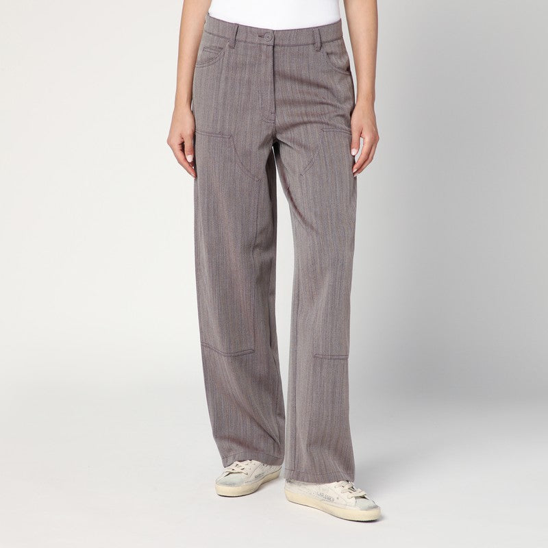 Golden Goose Light Brown Pants In Chevron Wool Blend