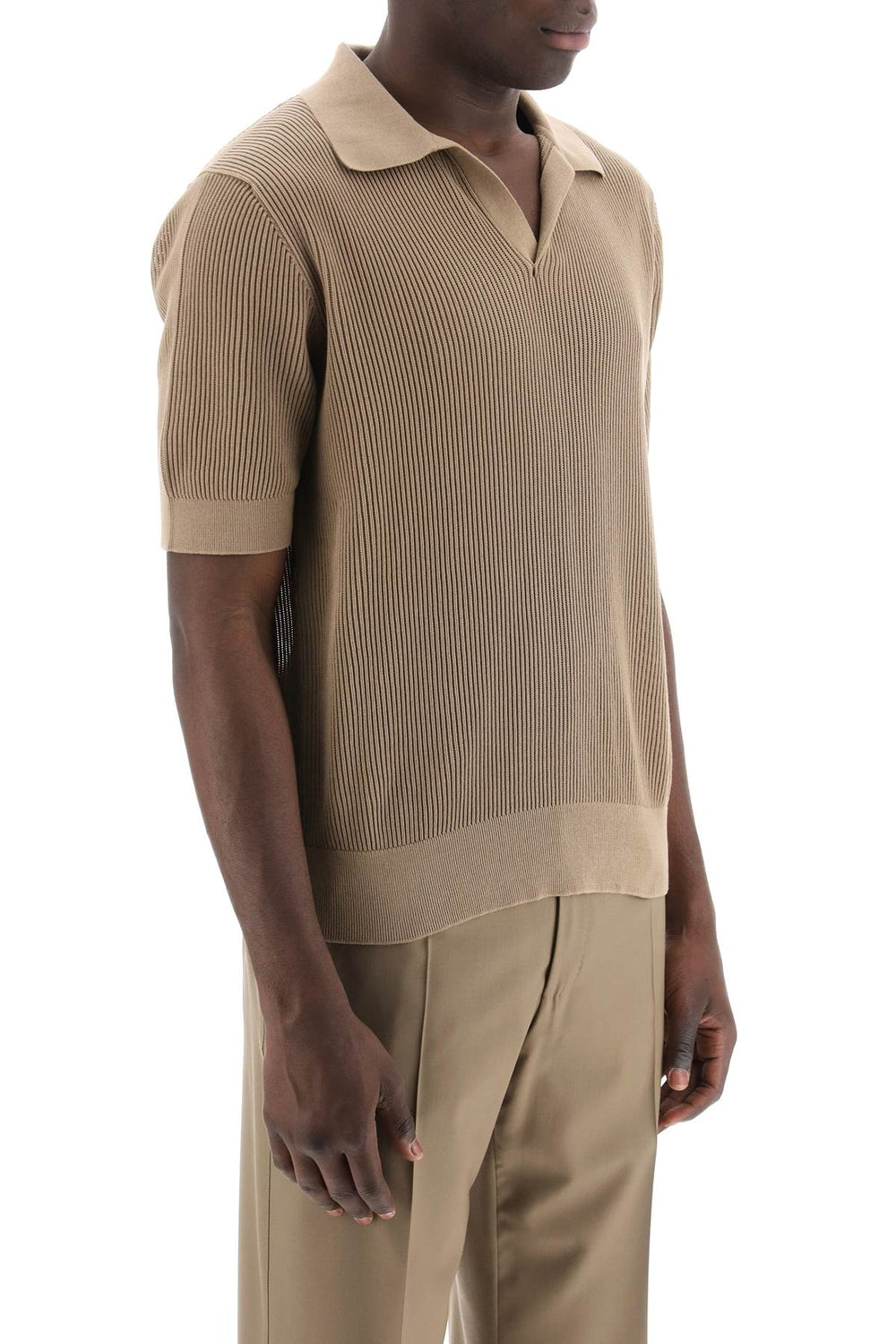 Dolce & Gabbana Ribbed Cotton Polo Shirt