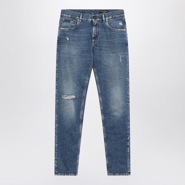 Dolce & Gabbana Faded-effect Slim Blue Jeans