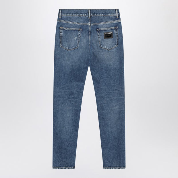 Dolce & Gabbana Faded-effect Slim Blue Jeans