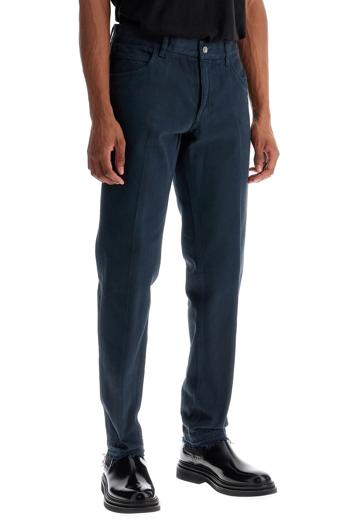 Dolce & Gabbana Regular Fit Jeans With Frayed Hem