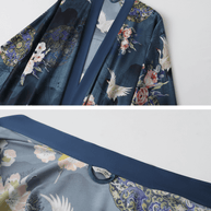 Garden Crane Blue Kimono Robe
