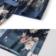 Garden Crane Blue Kimono Robe
