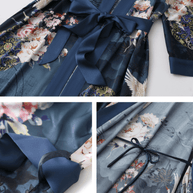 Garden Crane Blue Kimono Robe