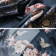 Garden Crane Blue Kimono Robe