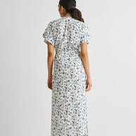 Reistor Gathered Maxi Dress in Blue Florals