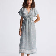 Reistor Gathered Maxi Dress in Sage Green