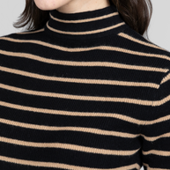 KiraGrace GRACE MOCKNECK TEE: BLACK KHAKI CASHMERE