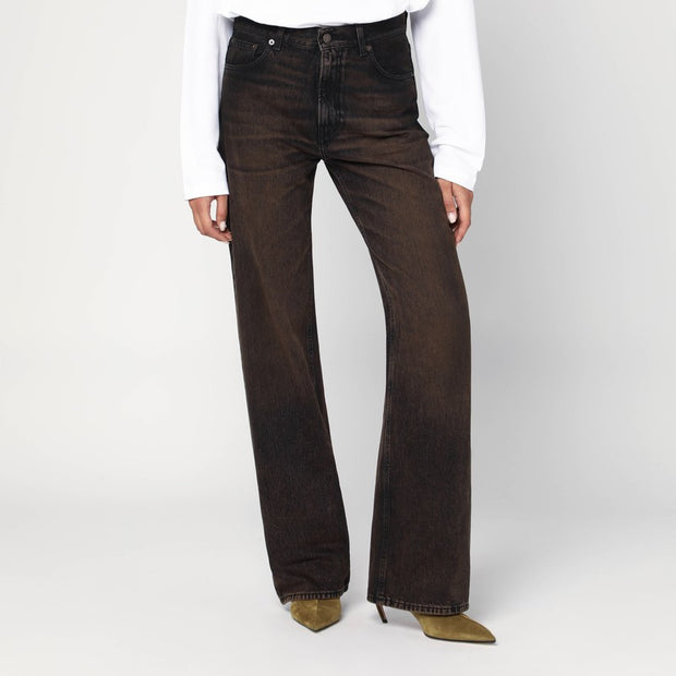 HAIKURE Brown Vintage Effect Korea Jeans