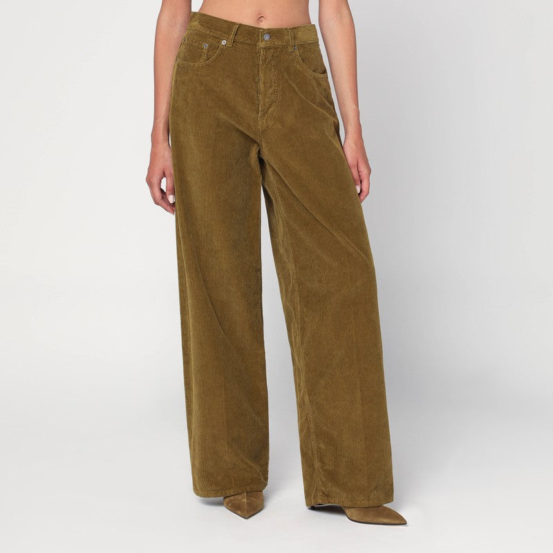 HAIKURE Wide Moss Green Corduroy Trousers