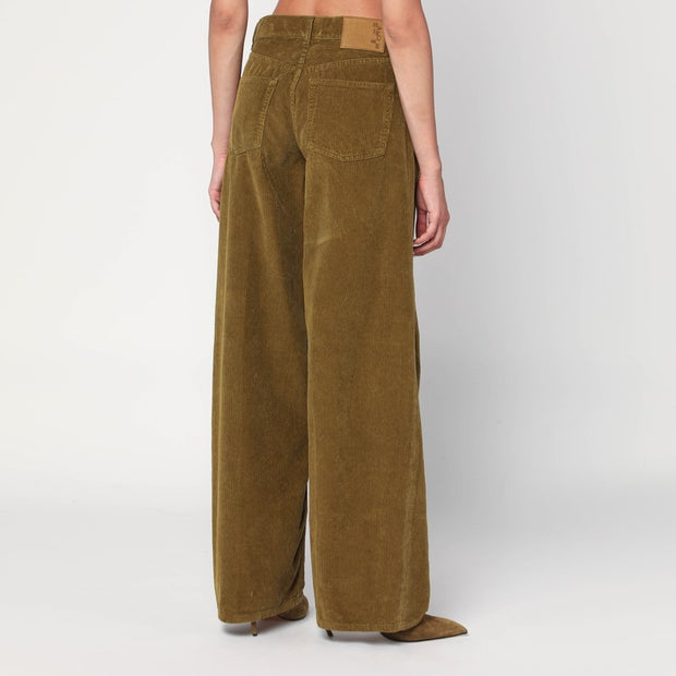 HAIKURE Wide Moss Green Corduroy Trousers