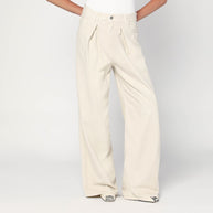 HAIKURE Wide Ecru Corduroy Trousers