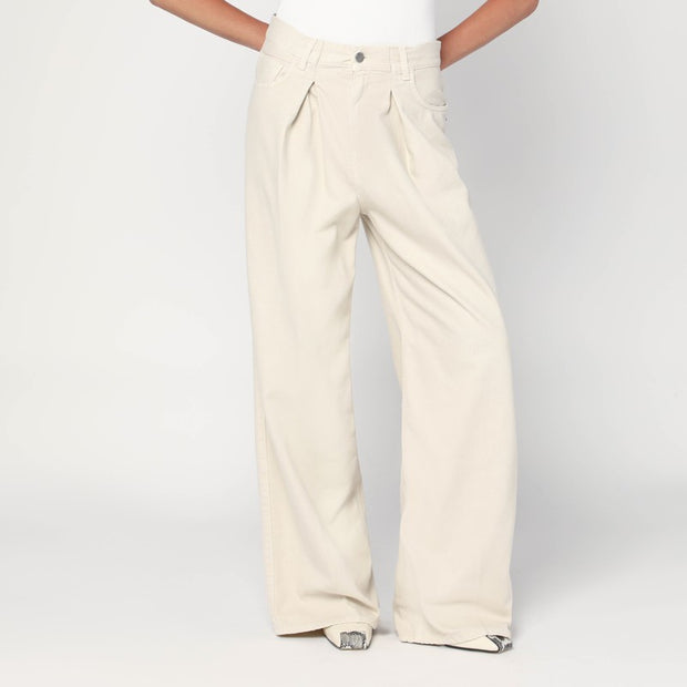 HAIKURE Wide Ecru Corduroy Trousers