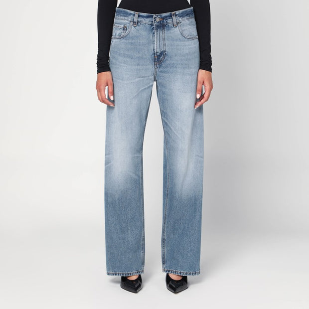 HAIKURE Wide Blue Washed Effect Jeans