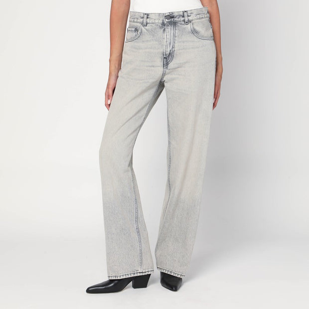 HAIKURE Wide Pearl Grey Washed Effect Jeans