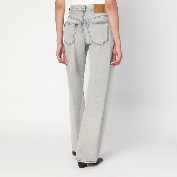 HAIKURE Wide Pearl Grey Washed Effect Jeans