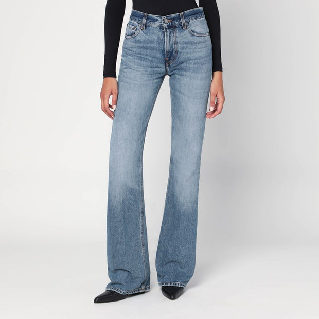HAIKURE Flared Flora Jeans In Blue With Washed Effect