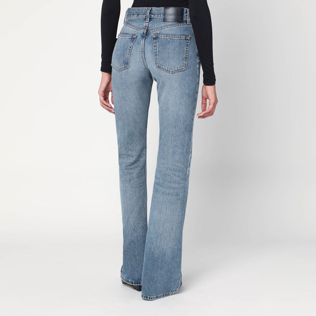 HAIKURE Flared Flora Jeans In Blue With Washed Effect