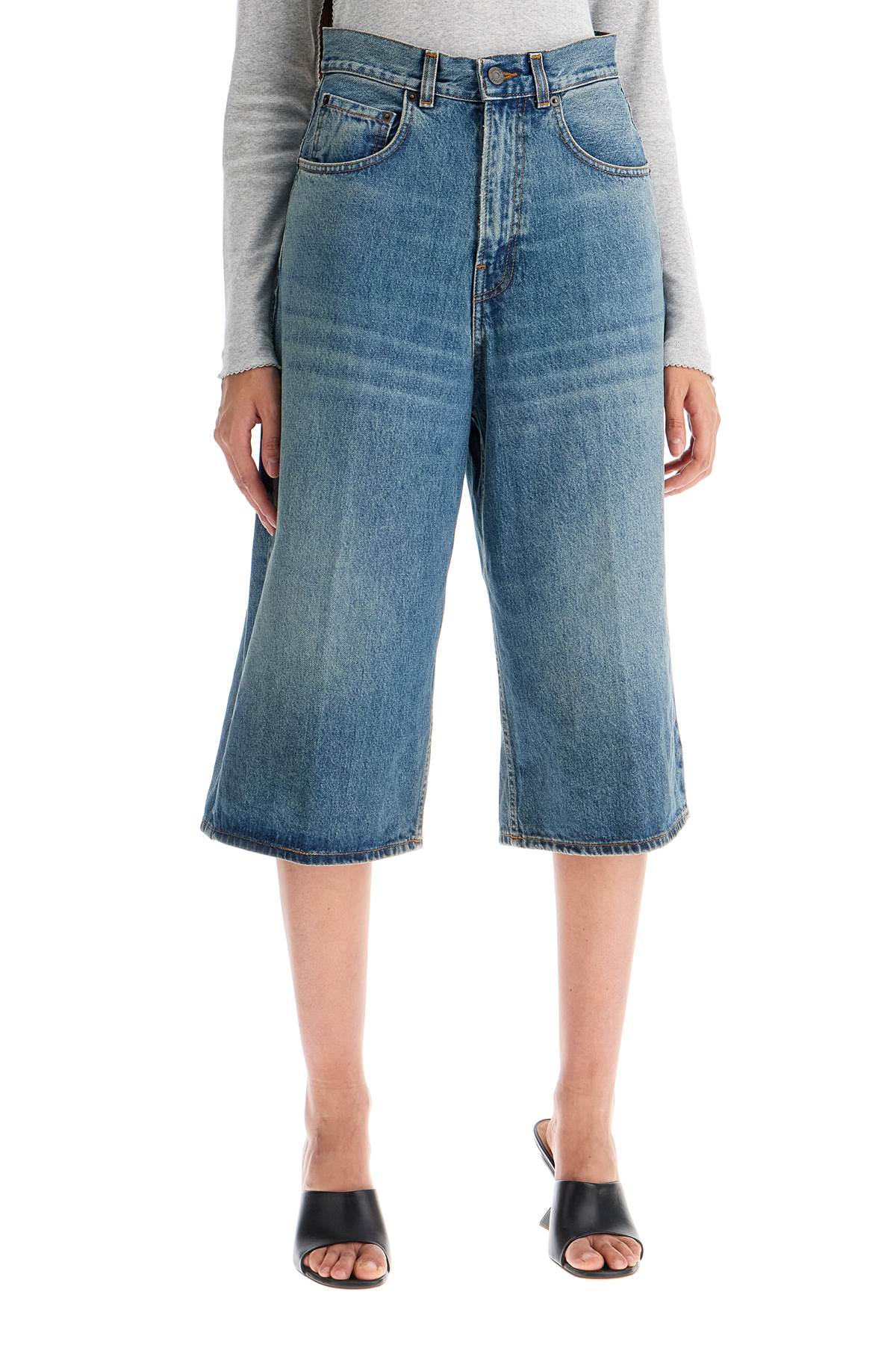 Haikure Knee-Length Denim Shorts