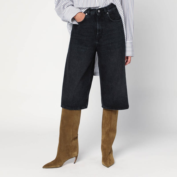 HAIKURE Wide Belle Black Denim Bermuda