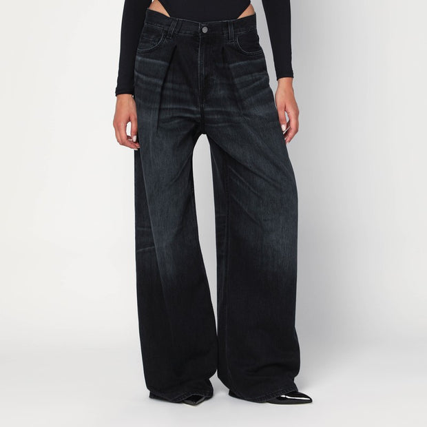 HAIKURE Wide Candy Black Denim Jeans