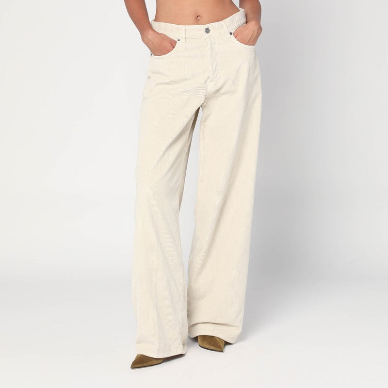 HAIKURE Wide Ecru Corduroy Trousers
