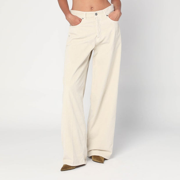 HAIKURE Wide Ecru Corduroy Trousers