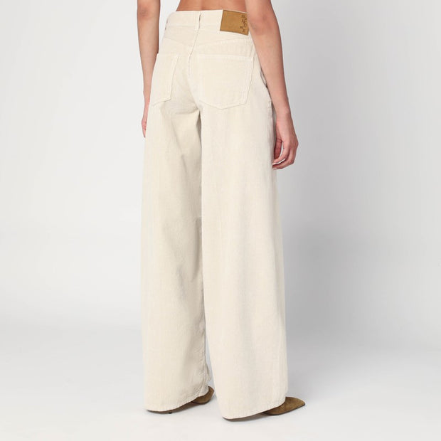 HAIKURE Wide Ecru Corduroy Trousers