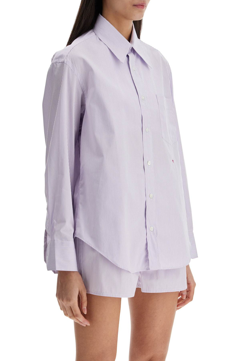 Homme Girls Purple Striped Cotton Women's Shirt