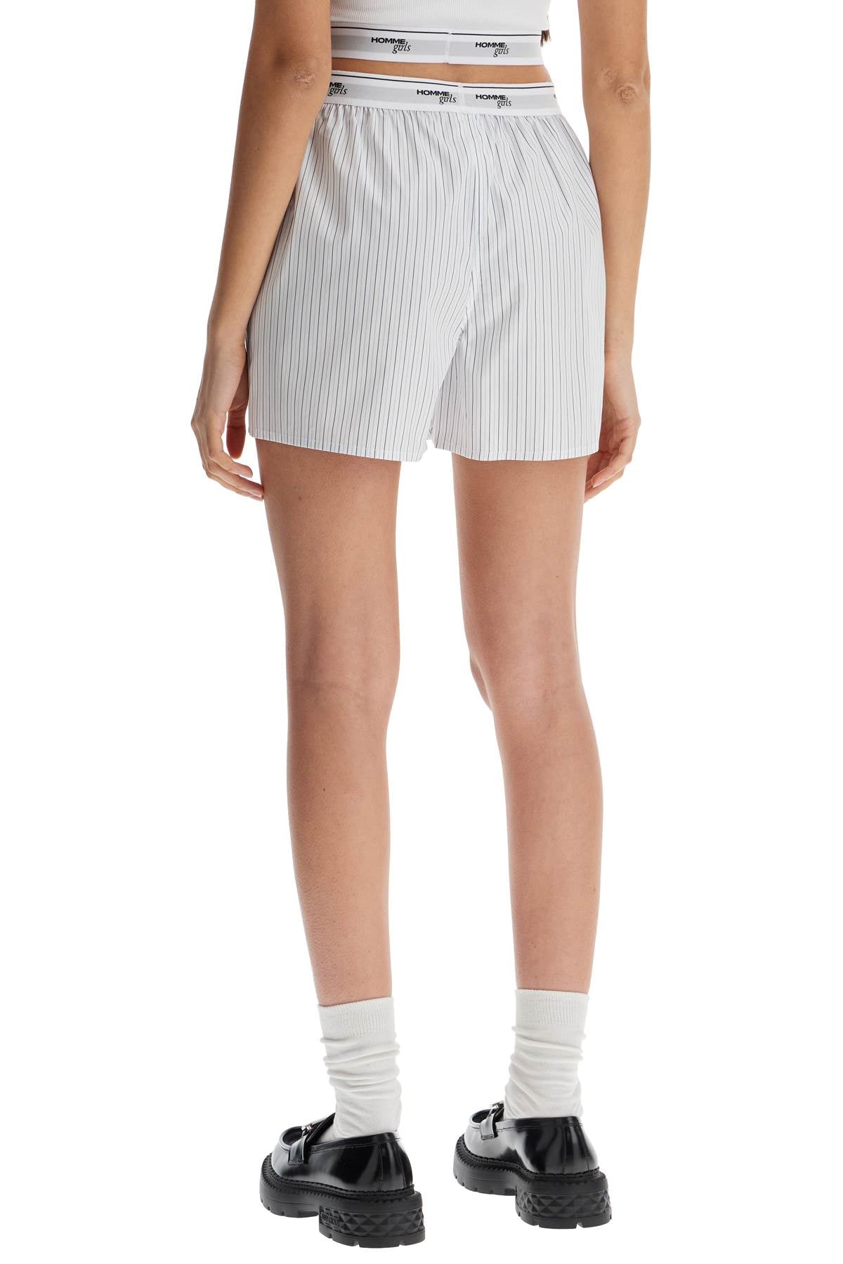 Homme Girls High-waisted Beige Striped Cotton Boxer