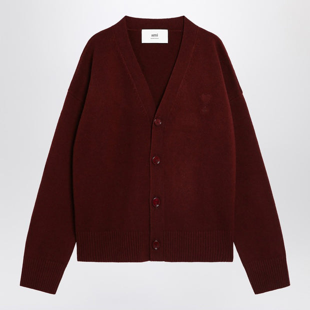 Ami Paris Cardigan Ami De Coeur Cherry Color In Wool And Cashmere