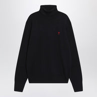 Ami Paris Navy Blue Turtleneck Sweater Ami De Coeur