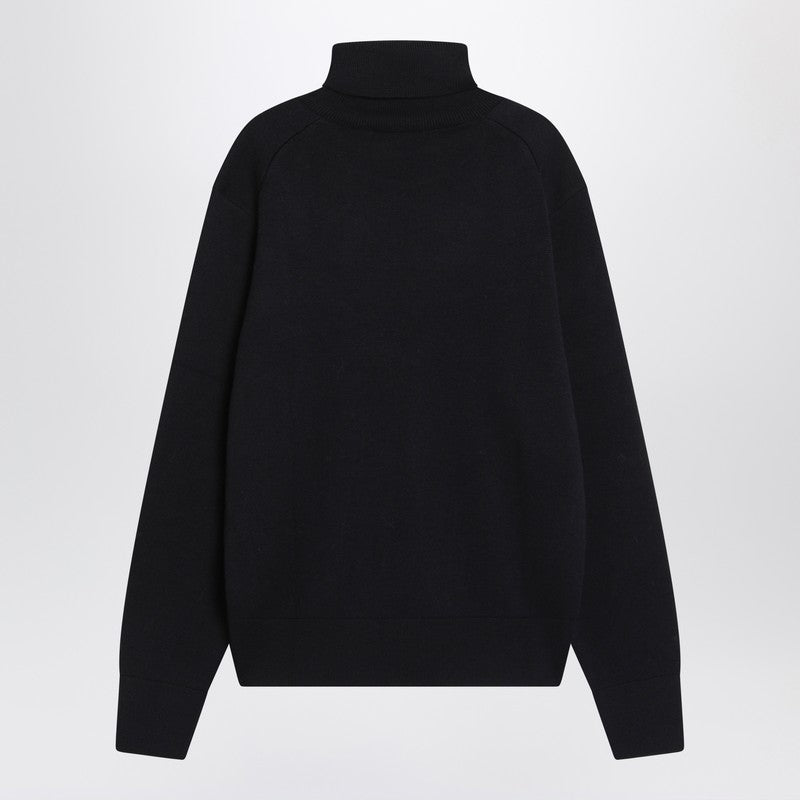 Ami Paris Navy Blue Turtleneck Sweater Ami De Coeur