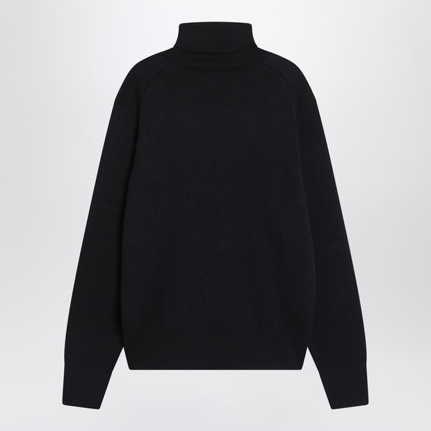 Ami Paris Navy Blue Turtleneck Sweater Ami De Coeur
