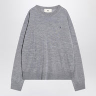 Ami Paris Gray Ami De Coeur Sweater In Wool And Silk