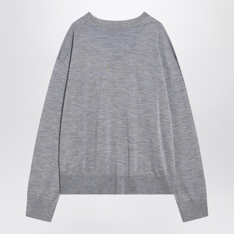 Ami Paris Gray Ami De Coeur Sweater In Wool And Silk