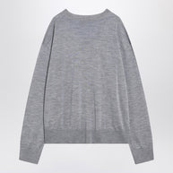 Ami Paris Gray Ami De Coeur Sweater In Wool And Silk