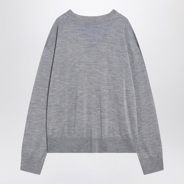 Ami Paris Gray Ami De Coeur Sweater In Wool And Silk