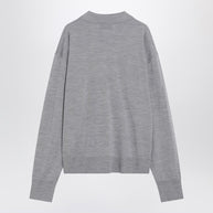 Ami Paris Grey Wool And Silk Polo Ami De Coeur