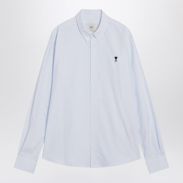 Ami Paris Light Blue/white Striped Shirt Ami De Coeur