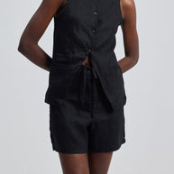Reistor Hemp Vest Jacket Set in Black
